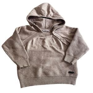 Kidichic Boys Tan Sweater Hoodie Cozy Neutral Everyday Pullover 12M